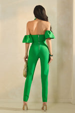 Load image into Gallery viewer, BANDAGE OFF SHOULDER PUFF JUMPSUIT
