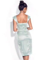 Load image into Gallery viewer, Hedy Mint Satin Corset Dress
