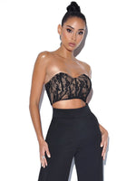 Load image into Gallery viewer, New Romantics Stretch Black Lace Cropped Top

