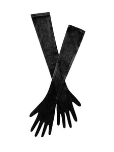 Ozella Black Velvet Opera-length Gloves