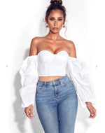Load image into Gallery viewer, Kalani White Puff Sleeve Corset Top
