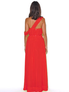 Paradise High Slit Red Chiffon Maxi Dress
