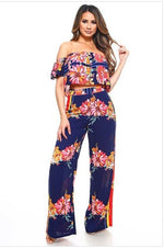 Load image into Gallery viewer, FLOWERS &amp; STRIPE TUBE TOP &amp; PANTS

