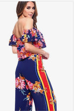 Load image into Gallery viewer, FLOWERS &amp; STRIPE TUBE TOP &amp; PANTS
