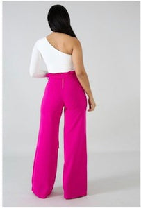 Neon Pink - High Waist Tie Pants