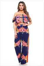 Load image into Gallery viewer, FLOWERS &amp; STRIPE TUBE TOP &amp; PANTS
