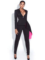 Load image into Gallery viewer, Zemora Black Draping Blazer Jacket
